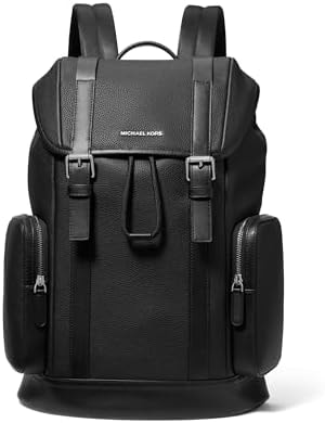 Michael Kors Men's City Buckle Backpack, Silver Tone-Hardware/Black