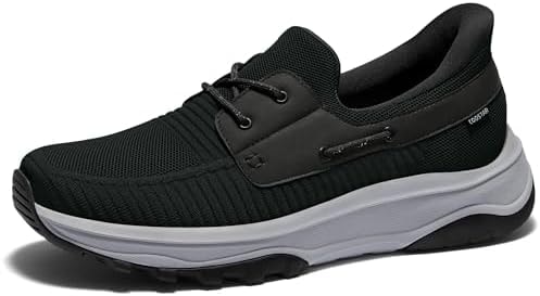 Coostar Slip On Shoes for Men Orthopedic Walking Shoe with Arch Support Hands Free Loafers Casual Black Size 10.5