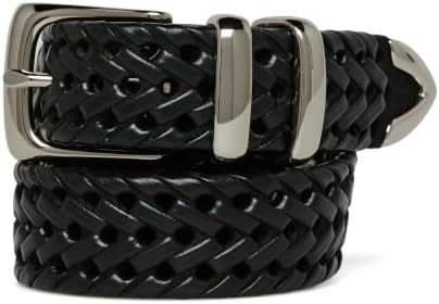 Perry Ellis Men's Portfolio Braided Leather Belt, Black, 30