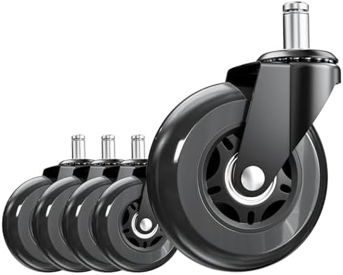 ASHGOOB 3 Inch Office Chair Wheels, Set of 5 (Black)