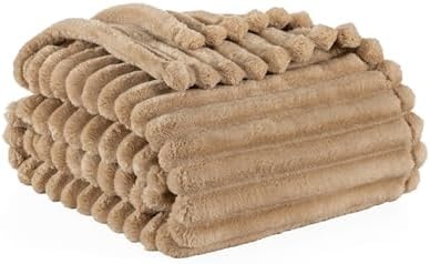 Berkshire Ribbed VelvetLoft® Throw – 330gsm Medium Weight Plush, Extra Soft & Warm Plush Throw Blanket for Bedroom, Couch, Travel – Durable & Easy Care(Irish Cream, Throw Size 50" x 60")