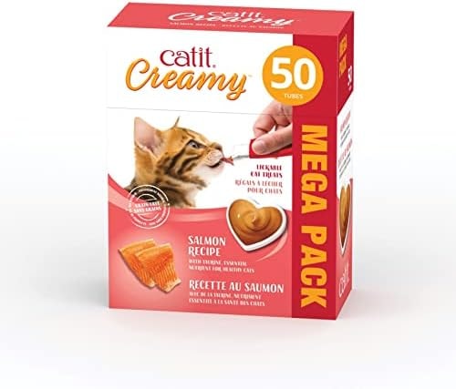 Catit Creamy Lickable Cat Treat, Healthy Cat Treat, Salmon, 50 Pack