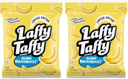 Laffy Taffy Mini Bar Bag,Banana,Chewy Taffy Candy,3.5 oz,(Pack of 2)
