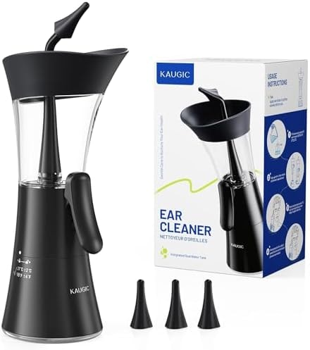 KAUGIC Upgraded Manual Ear Wax Removal Kit, One-Hand Operation, Black