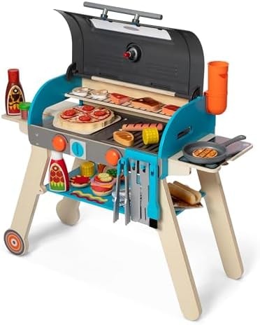 Melissa & Doug Deluxe Wooden Barbecue Grill & Smoker with Toy Food