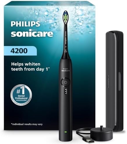 Philips Sonicare 4200 Rechargeable Electric Toothbrush, 1 Brush Head, Black