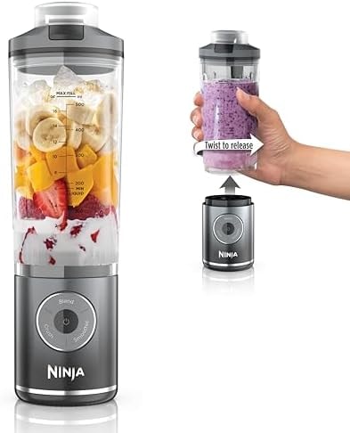 Ninja Blast Max Portable Blender, Twist & Go, 22oz, Grey, BC251GY