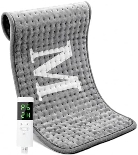 Electric Heating Pad for Back Pain & Cramps Relief, 9 Heat Settings & Auto Shut Off, Machine Washable, 33''X17'' Microplush Heating Pad for Neck Shoulder, Monogram Initials Gift for Mom Women Wife Her