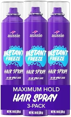 Aussie Instant Freeze Hair Spray for Extreme Hold, Long-Lasting All-Day Fresh Citrus Scent, Safe for All Hair Types, 10 Fl Oz, 3 Pack