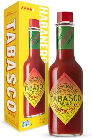 TABASCO® Brand Habanero Sauce, Spicy & Fruity Habanero Hot Sauce, Glass Bottle, Jamaican-Style, Packed with Heat, Great for Wing Sauce, Shrimp Kabobs, & More, 5 Fl Oz (Pack of 1)