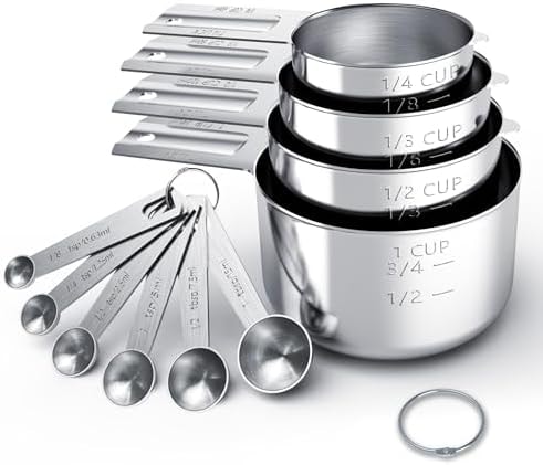 TILUCK Stainless Steel Measuring Cups & Spoons Set, Cups and Spoons