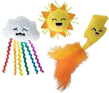 Fringe Studio Plush Cat Toy Set, Purr-FECT Weather, Mini 3 Piece Set, Pet Shop Collection (904032)