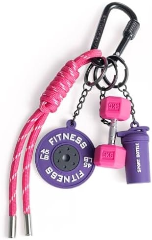 Sinsiot Dumbbell & Weights Keychain, Bag Purse Charms Gift for fitness Women and Men, Cute Mini Car Key Chains for Gym