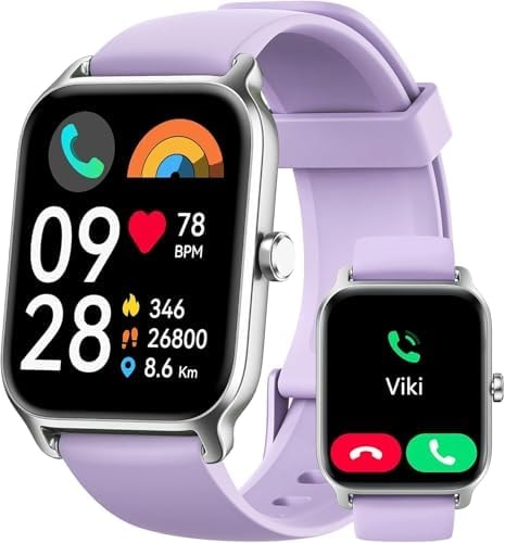 Tensky Smart Watch for Women with Call, 1.85” Fitness Watch with 101+ Sport Modes, Alexa Built-in, Sleep/Heart Rate/Stress/Menstrual Cycle Monitor, 10 Day Battery, for iPhone/Android/Samsung, Purple