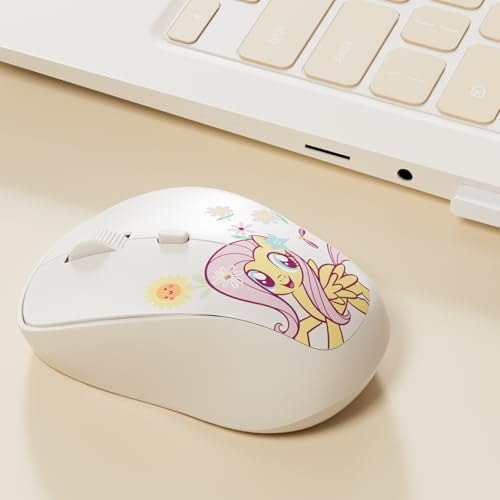 My Little Pony Fluttershy Rechargeable Wireless Mouse - 4-Button Silent Click Mouse with 3 Adjustable DPI (1000/1200/1600), 2.4GHz Wireless for Windows/Mac - Compact & Ergonomic Design, Cream‌