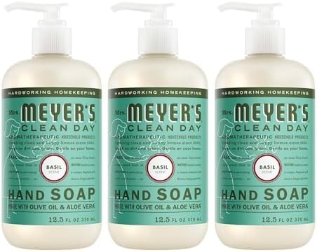MRS. MEYER'S CLEAN DAY Hand Soap, Basil Scent, 12.5 Fl Oz Bottle - 3 Pack