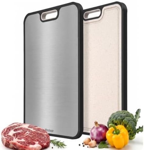 Washour Non Toxic Titanium Cutting Board for Kitchen, Food Grade Titanium Cutting Boards 2 in 1 Double Sides, Non Slip Cutting Mat 15" x 10"