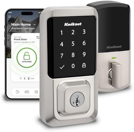 Kwikset Halo Wi-Fi Smart Lock, Keyless Entry Door Deadbolt, Geofence Auto-Unlock, Grade AAA Certified, No Hub Required Easy Install, Satin Nickel Lifetime Finish Warranty, Touchscreen