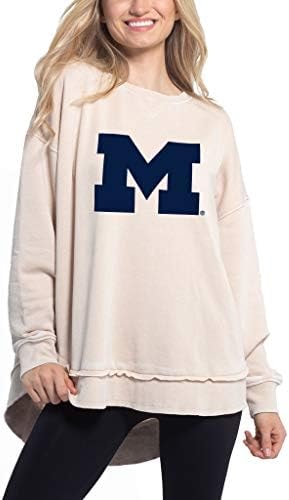 chicka-d NCAA Michigan Wolverines Womens Pullover Sweatshirt, Oatmeal, Small (480_NC_PL)