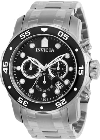 Invicta Men's 0069 "Pro Diver Collection" Stainless Steel Watch, Silver/Black