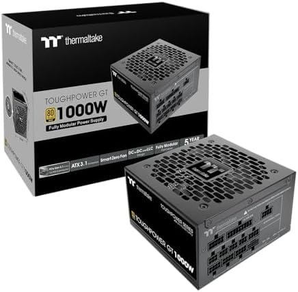 Thermaltake Toughpower GT 1000W; ATX 3.1; Native PCIe 5.1 12V-2x6; Full Modular; Flat Cables; Color Matched Connectors; Japanese Main Capacitors; 80 Plus Gold; 140mm; Black; PS-TPT-1000FNFAGU-3