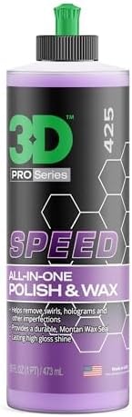 3D Speed All-In-One Polish & Wax – Scratch & Swirl Remover, Clear Coat Safe Paint Sealant – High Gloss Finish, Easy Application – 16oz – Made in USA