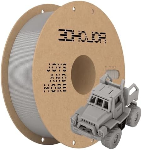 3DHoJor Update Basic PETG Filament 1.75mm, PETG 3D Printer Filament, 2.2 LBS (1KG) Cardboard Spool, Fit Most FDM 3D Printer, Silver