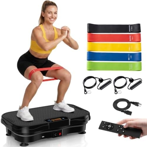 Furaso Vibration Plate Exercise Machine, Bluetooth Vibration Plate for Lymphatic Drainage Weight Loss, 200 Speed Level, 450 Lbs Capacity Vibrating Platform Workout Equipment for Home Women Men, Black