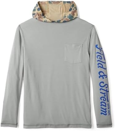 Field & Stream Men's Roll Cast Performance Hoodie, Light Grey/Camo, Small