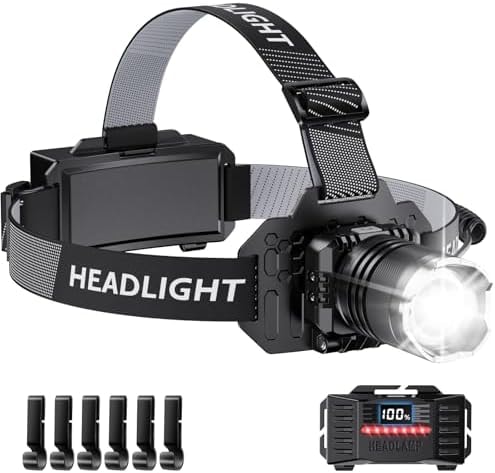 SWZA Super Bright Headlamp Rechargeable, Head Lamp Motion Sensor Black