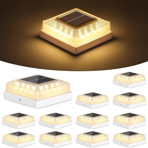 Brightever 3.5x3.5 4x4 Solar Post Cap Light Outdoor 12-Pack White