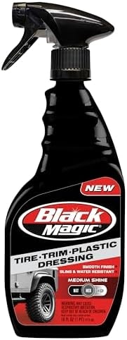 Black Magic 120230 Tire Trim Plastic Dressing, Medium Shine, Streak-Free, Water Resistant & Non-Greasy Formula for Tires, Trim & Plastic, Lasts Up to 2 Weeks - 16 Fl Oz