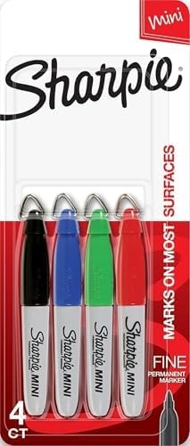 Sharpie Mini Permanent Markers, Fine Point, Assorted Colors, 4 Count
