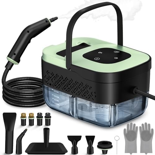 Steam Cleaner, Portable Steamer for Cleaning with 16pcs Accessories, 6-Level Adjustable and 15s Heat-Up, Handheld Steam Cleaner for Home, Tile, Dirt, Grout, Grease, Car Detailing