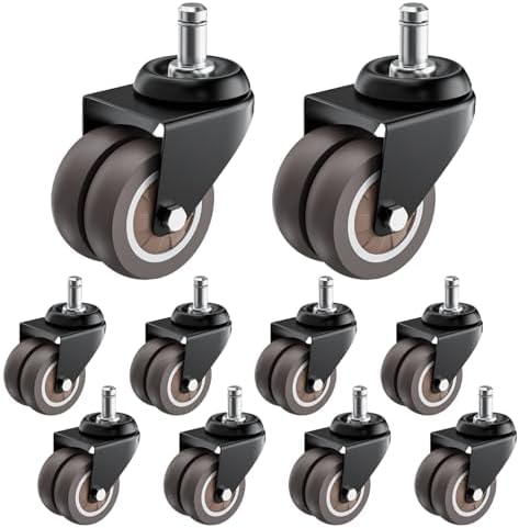 ASHGOOB 2 Inch Low Profile Office Chair Casters 650 lbs, Set of 10 (Grey)