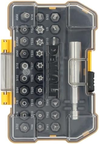 DEWALT Security Bit Set, 31-Piece Screwdriver Bit Set with Case, Universal 1/4 In Hex, Includeds Magnetic Bit Holder (DWAX200)
