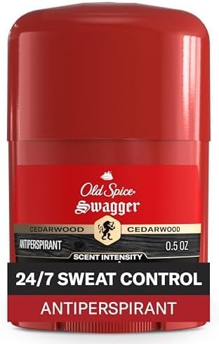 Old Spice Antiperspirant Deodorant for Men, 24/7 Sweat & Odor Protection, 24/7 Lasting Freshness, Invisible Solid, Swagger with Cedarwood Scent, Trial Size, 0.5 oz