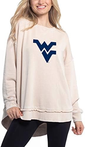 chicka-d NCAA West Virginia Mountaineers Womens Pullover Sweatshirt, Oatmeal, Small