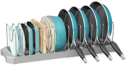 Pantasia Expandable Pan Organizers Inside Cabinet with 12 Dividers Grey