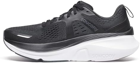 Saucony Women's Guide 18 Sneaker, Black/White, 7