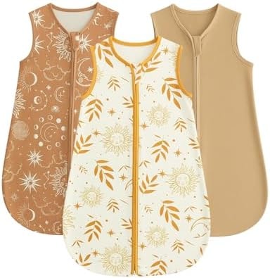WYTbaby Baby Sleep Sack 0.5Tog 3Pack 0-6 Months Cotton Sleeping Sack