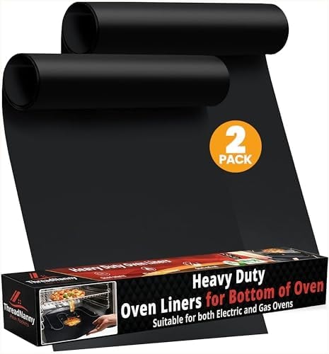 Oven Liners for Bottom of Oven - Thick Heavy Duty 17” x 25” 2 Pack Non-Stick Reusable Mats - BPA & PFOA Free Protector for Electric, Gas, Microwave & BBQ Grill Liner - Easy Clean & Heat Resistant