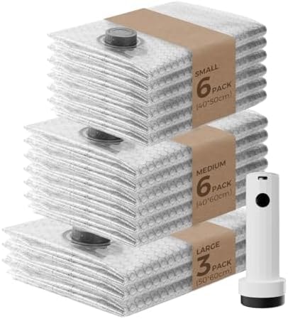 VOLLYC Vacuum Bags for Clothing Travel with Rechargeable Air Pump