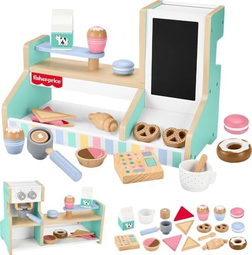 Fisher-Price Wood Coffee Shop Set Preschool Toy