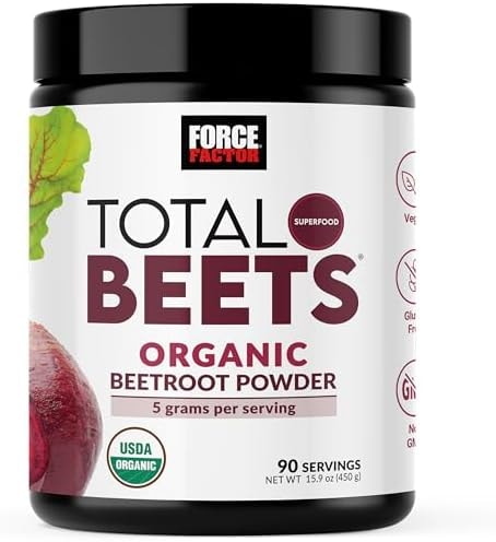 Force Factor Total Beets Organic Beet Root Powder Superfood, Non-GMO