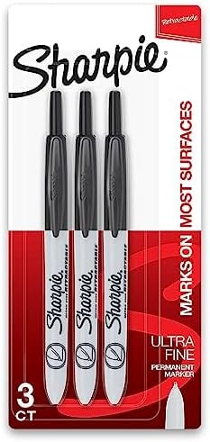 Sharpie Retractable Permanent Markers, Ultra Fine Point, Black, 3 Count