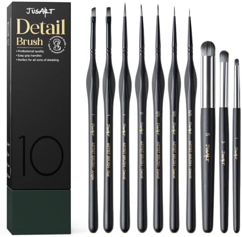 JusArt 10 Pcs Miniature Paint Brushes for Detail Model Painting