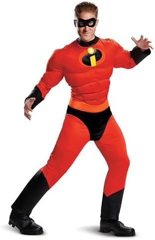 The Incredibles Mr. Incredible Deluxe Costume, Official The Incredibles Costume for Adults, 2X-Large (50-52)