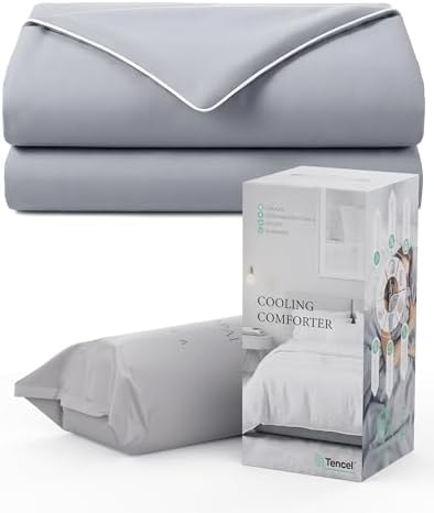 Natapai Cooling Comforter, Cooling Blanket for Hot Sleepers, All Season Lightweight Comforter for Night Sweats, Down Alternative Duvet Insert, Blanket for Night Sweats, Twin - 68"x90"(Mist Gray)