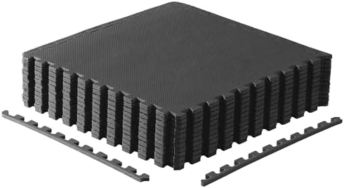 CAP Barbell 1/2-Inch Interlocking EVA Foam Exercise Puzzle Mats - 2 Pack | 24" x 24" x 1/2" | T Pattern - Black